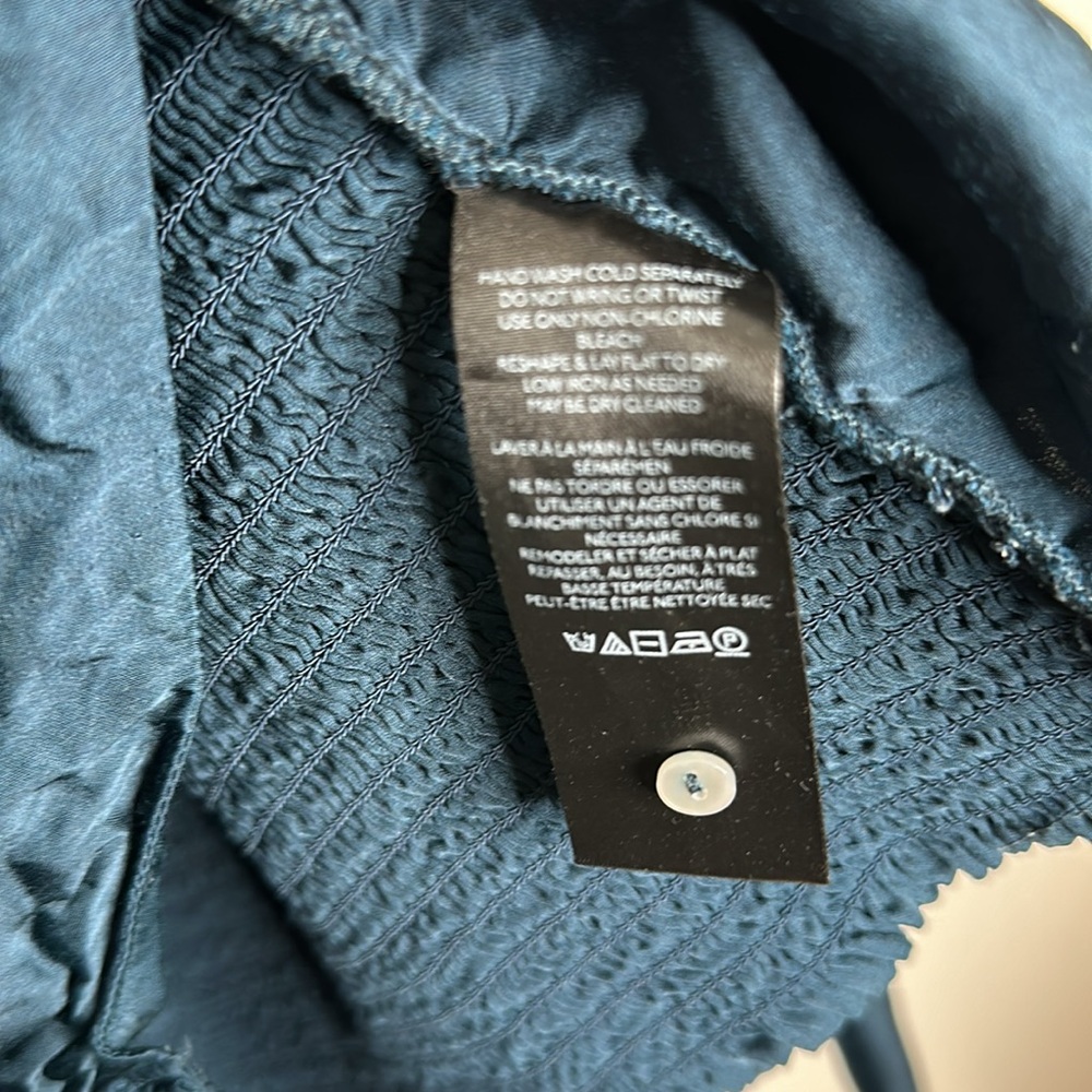 Anthropologie Deep Teal V-Neck Long Sleeve Blouse - Picture 3 of 7
